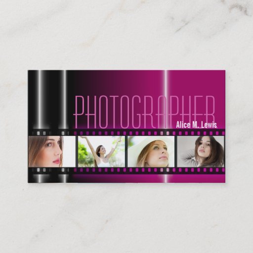 Customizable Photography 35mm Film Photo Business Card Berry