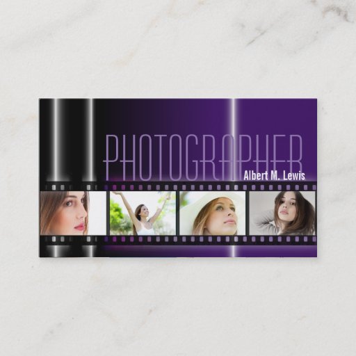 Customizable Photography 35mm Film Photo Business Card Purple