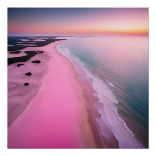 Photography Beach Esthetic Sunset Neutral Pink Poster