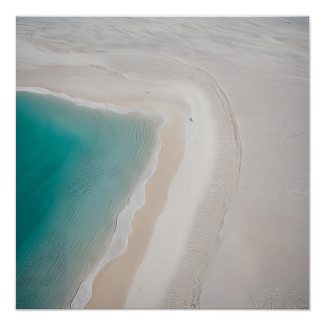 Photography Beach Sand Beige Neutral Blue Poster (Front)