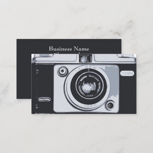  Photography Black qr code Vintage Hipster Camera Business Card