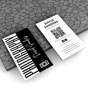 Photography Black & White QR Code Business Card