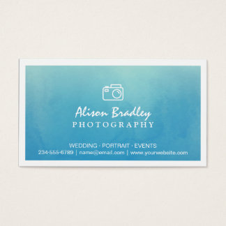 Photography Blue Watercolor Wedding Photo Showcase Business Card