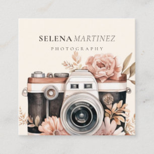 Photography Boho Floral Business Card Template 