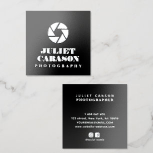 Photography Bold Text Camera Lens Foil Business Cards