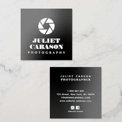 Photography Bold Text Camera Lens Foil Business Cards