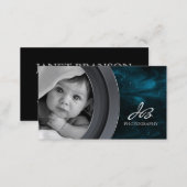 Photography Business Card Black Blue Star Sky (Front/Back)