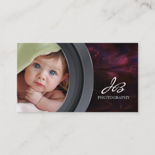 Photography Business Card Black Pink Star Sky