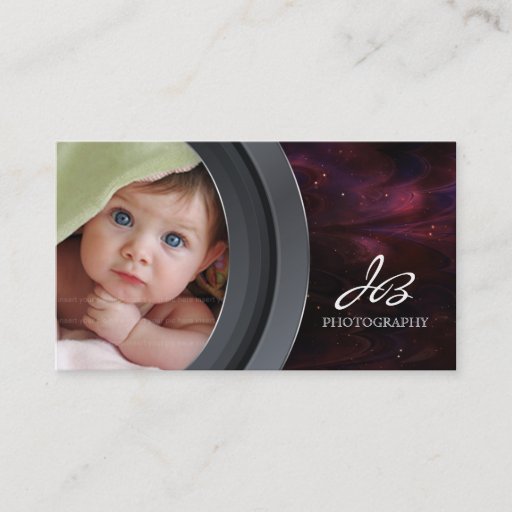 Customizable Photography Business Card Black Pink Star Sky