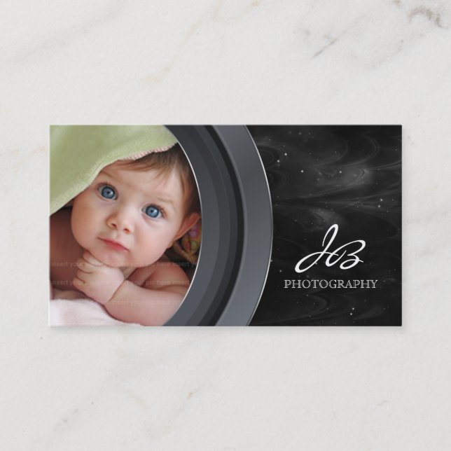 Photography Business Card Black Star Sky (Front)