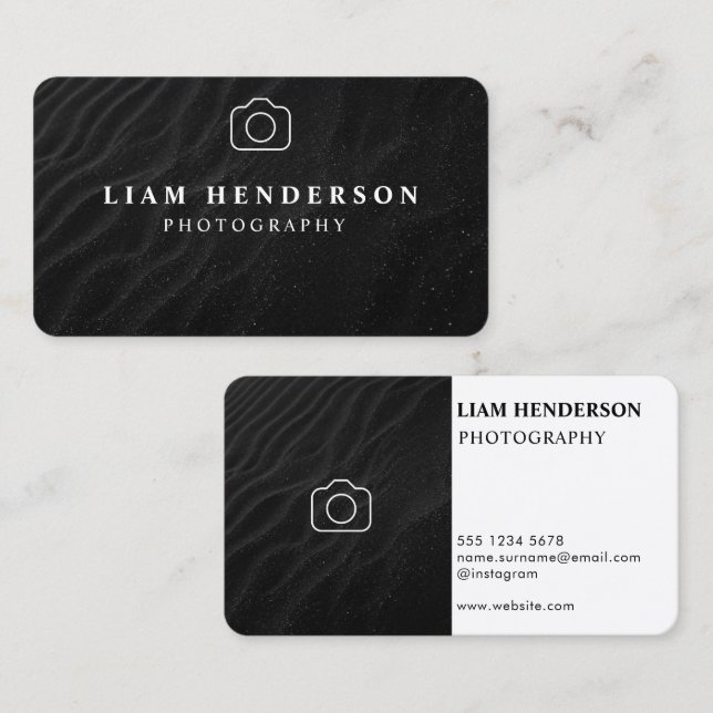 Photography Business Card Black White Photographer (Front/Back)