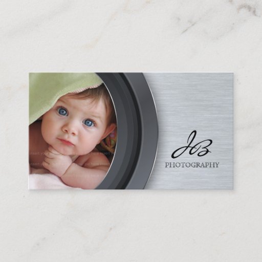 Customizable Photography Business Card Metal Chrome Template