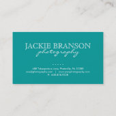 Photography Business Card Photo Bold Turquoise (Back)