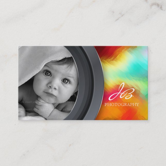 Photography Business Card Photo Bold Turquoise (Front)