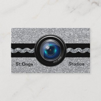 Photography Business Card Silver Elegant Monogram by ProfessionalDevelopm at Zazzle
