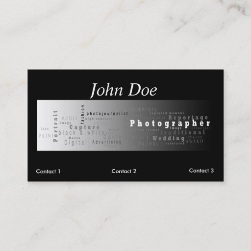 Customizable Photography Business card - white stripe