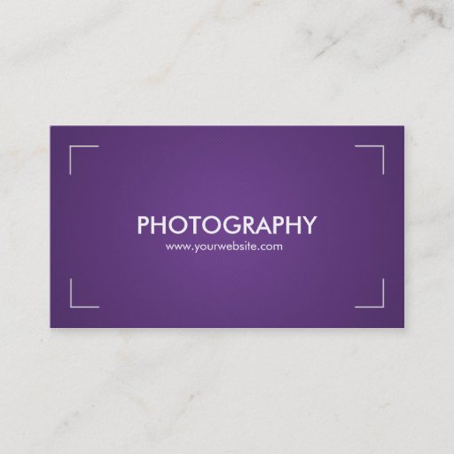 Customizable Photography Business Cards in Purple &amp; White