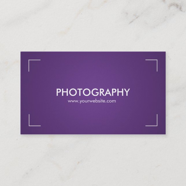 Photography Business Cards in Purple & White (Front)