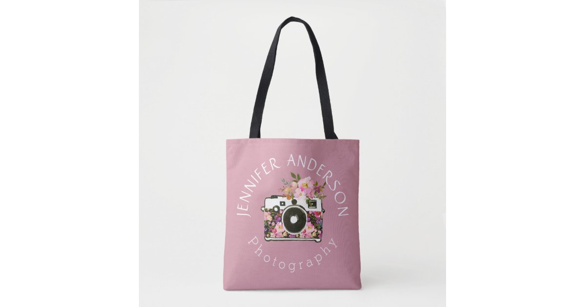Floral Photography Business Company Name Camera Tote Bag