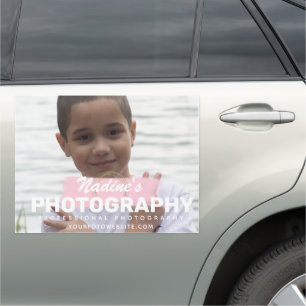 Photography Business Gold Logo Brush Pink Photo Car Magnet