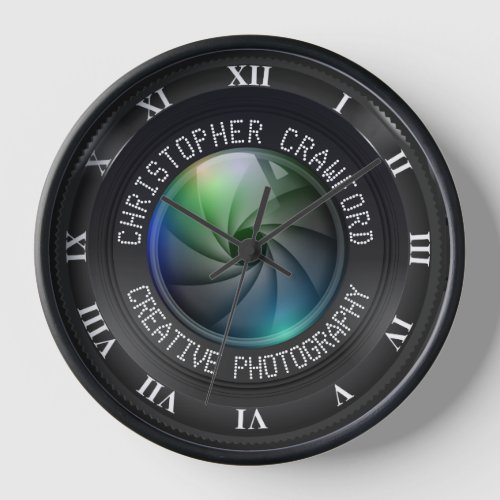 Photography Business Photographer And Camera Lens Clock