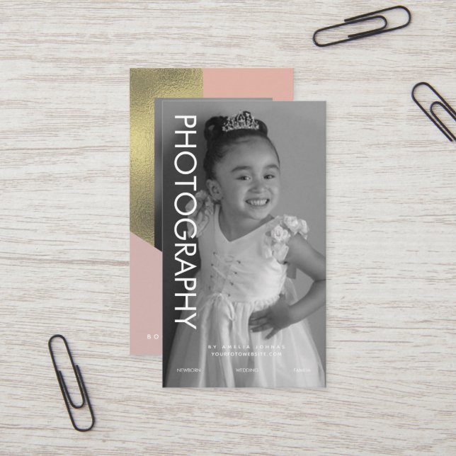 Photography Business Shapes Color Block Faux Foil Card (Front/Back In Situ)