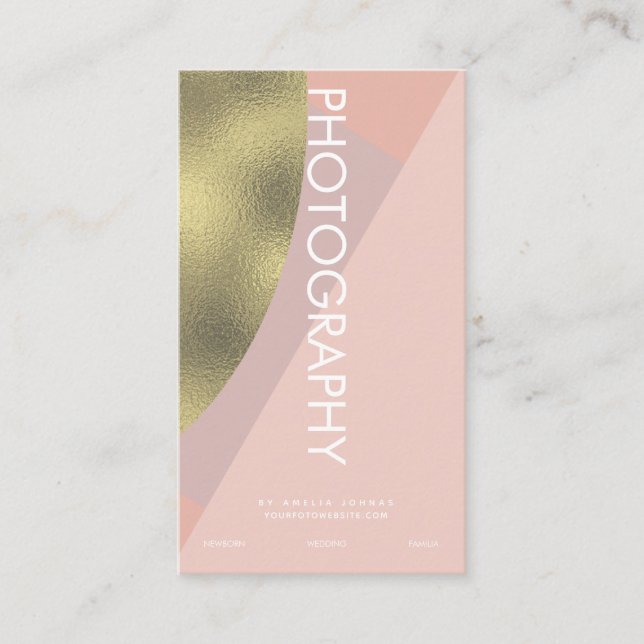 Photography Business Shapes Colorblock Faux Foil Card (Front)