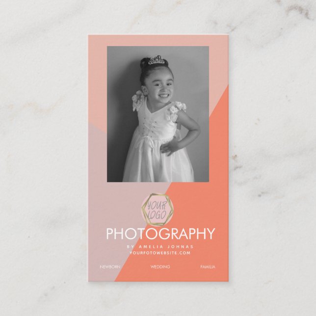 Photography Business Three Tone Colorblock  Photo Business Card (Front)