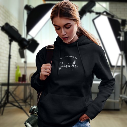Photography By Name Script Photographer Workwear Hoodie