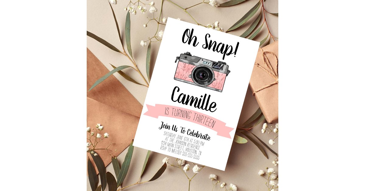 Photography Camera Birthday Party Invitation | Zazzle