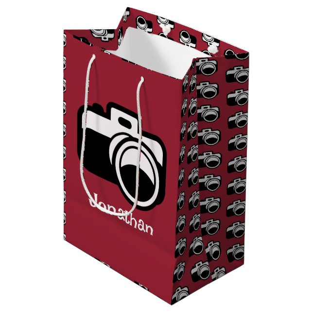 Photography Camera Design Gift Bag (Front Angled)