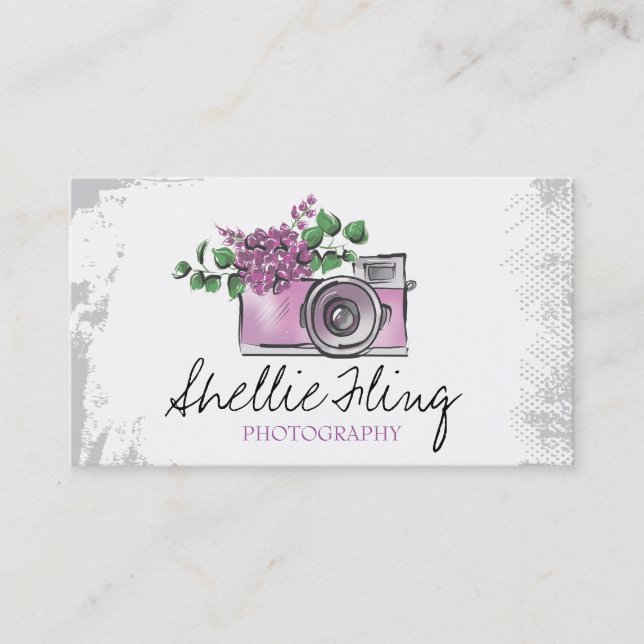 Photography Camera floral Business Card (Front)