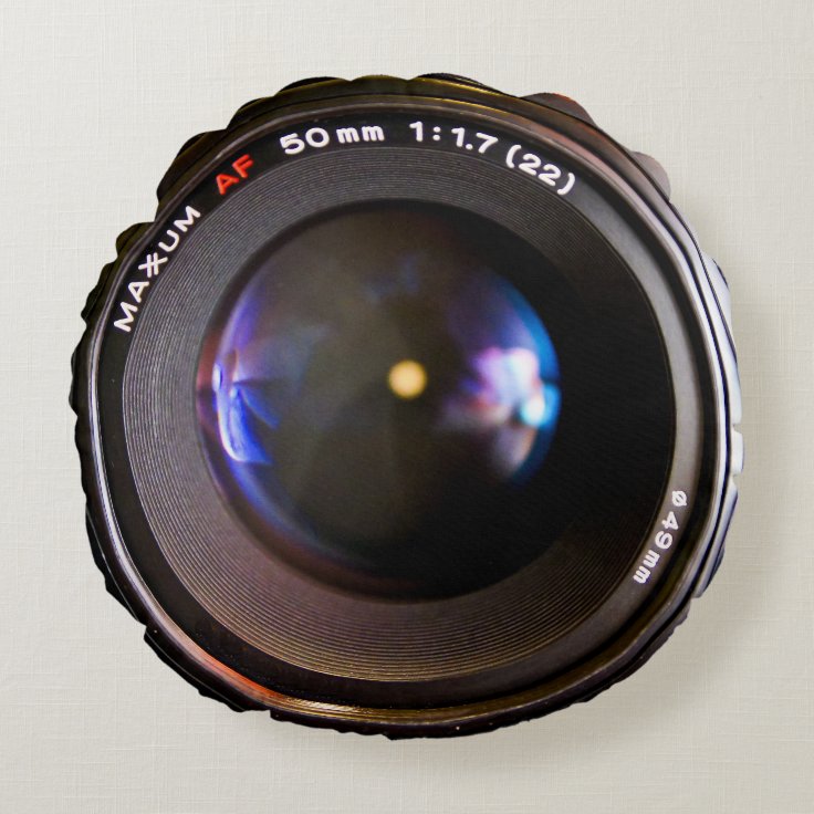Photography camera lens round pillow Zazzle