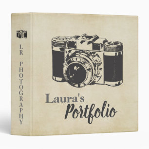 Photography Camera Photo Portfolio Personalized 3 Ring Binder