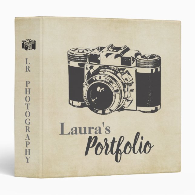 Photography Camera Photo Portfolio Personalized 3 Ring Binder (Front/Spine)