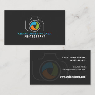 Photography Camera Shutter Green Orange Blue Gray Business Card