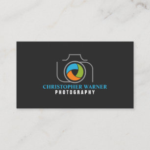Photography Camera Shutter Green Orange Blue Gray Business Card