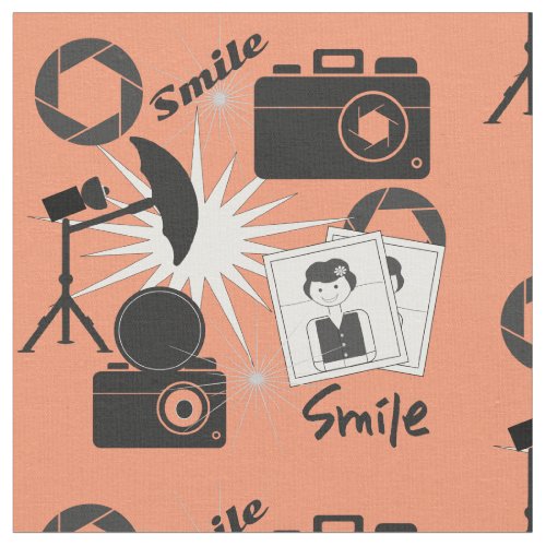 Photography Camera Smile Fun Photographers Pattern Fabric