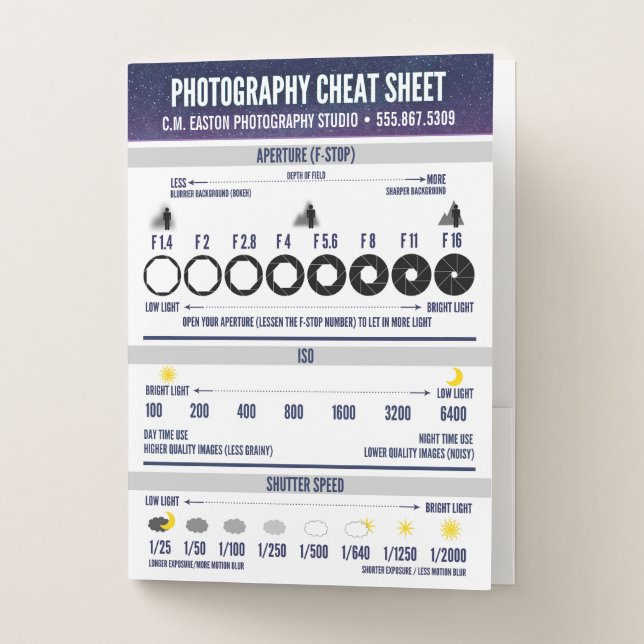 Photography Cheat Sheet | Custom Pocket Folder (Front)