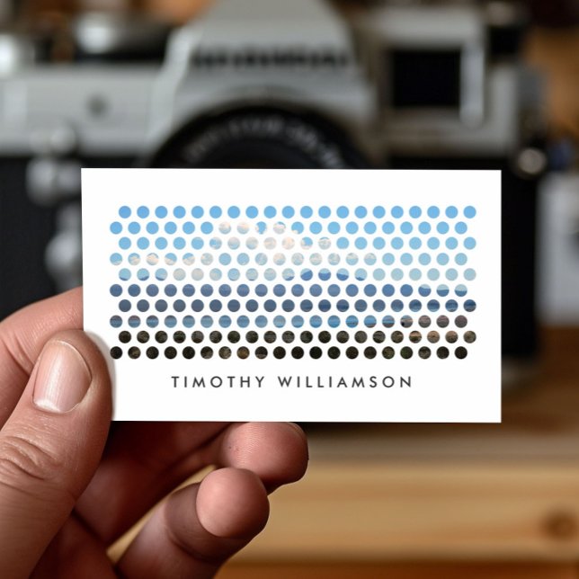 PHOTOGRAPHY CIRCLES PATTERN in WHITE (Horizontal) Business Card (Creator Uploaded)