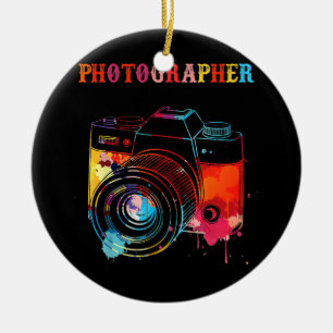 Photography Classic Graphic Camera Photographer Ceramic Ornament