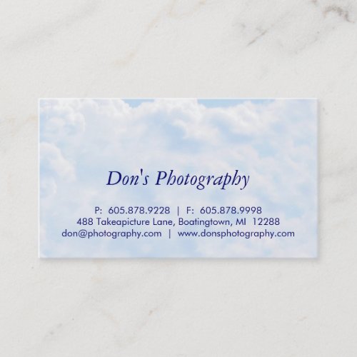 Photography Clouds Blue Sky Business Card Nature