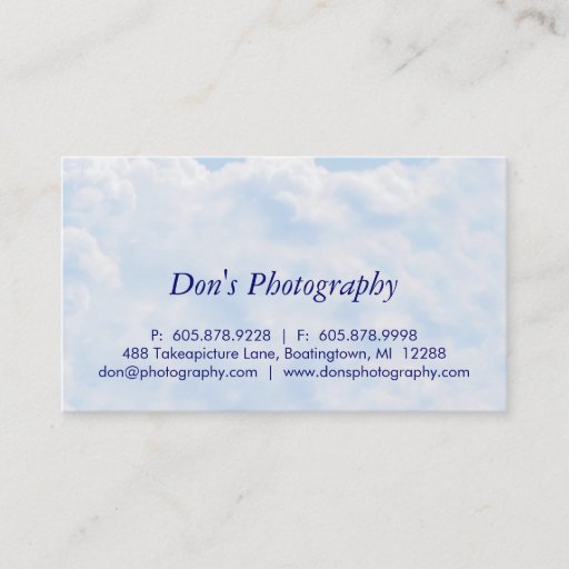 Customizable Photography Clouds Blue Sky Business Card Nature