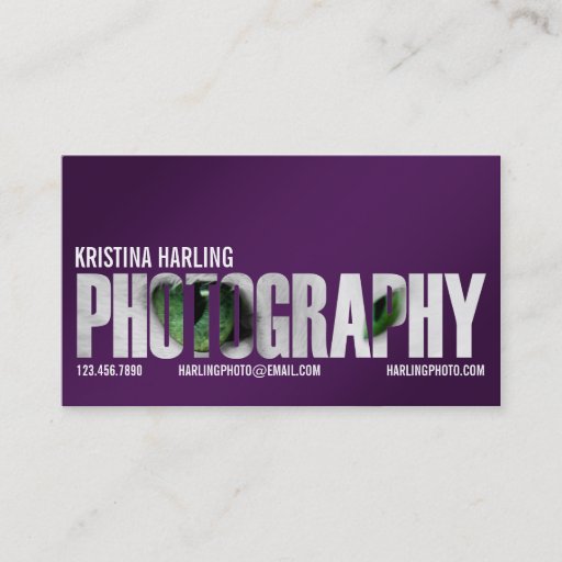 Customizable Photography Cutout - Purple Business Card Template