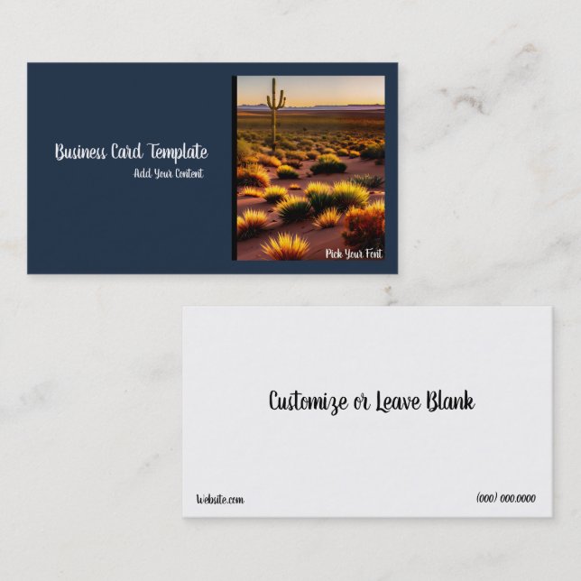 Photography Desert Landscape Sunset Business Card (Front/Back)