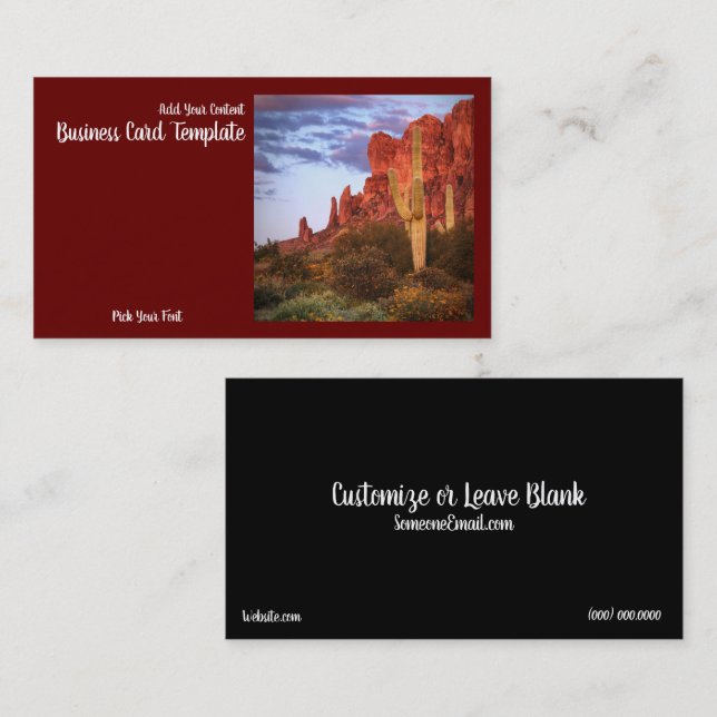 Photography Desert Mountain Sunset Business Card (Front/Back)