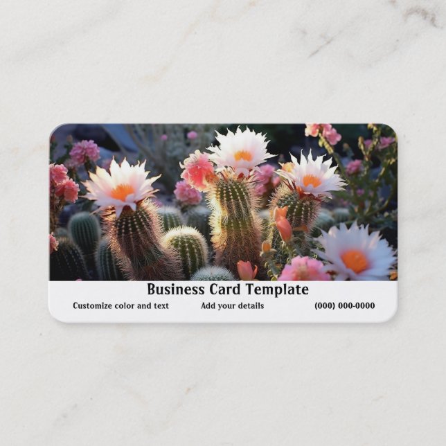 Photography Desert Wild Cactus Flowers Business Card (Front)