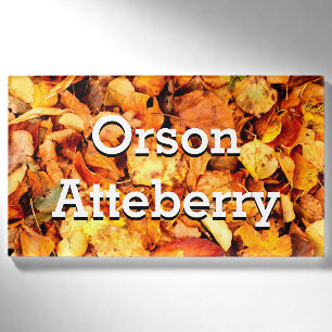 Photography - dry autumn leaves + your ideas name tag