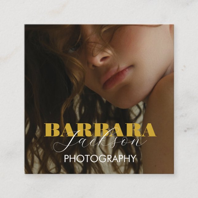 Photography Elegant Professional qr code Square Business Card (Front)