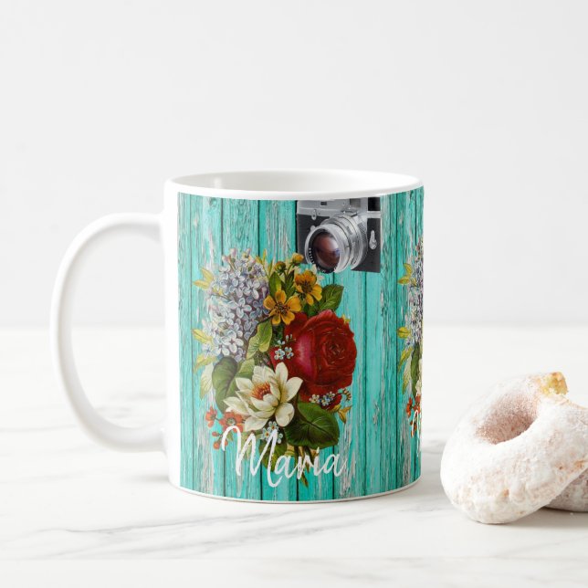 Photography Floral Green Mug (With Donut)